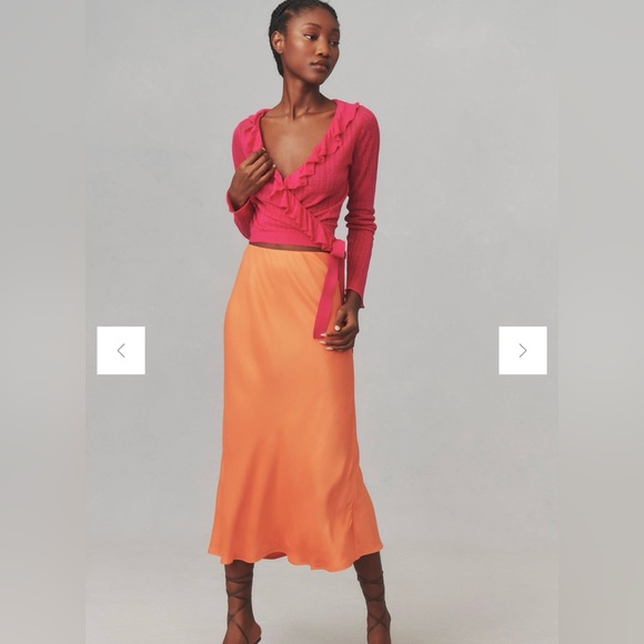 Maeve By Anthropologie Linen Ruffled Wrap Cardigan Sweater - Picture 4 of 10